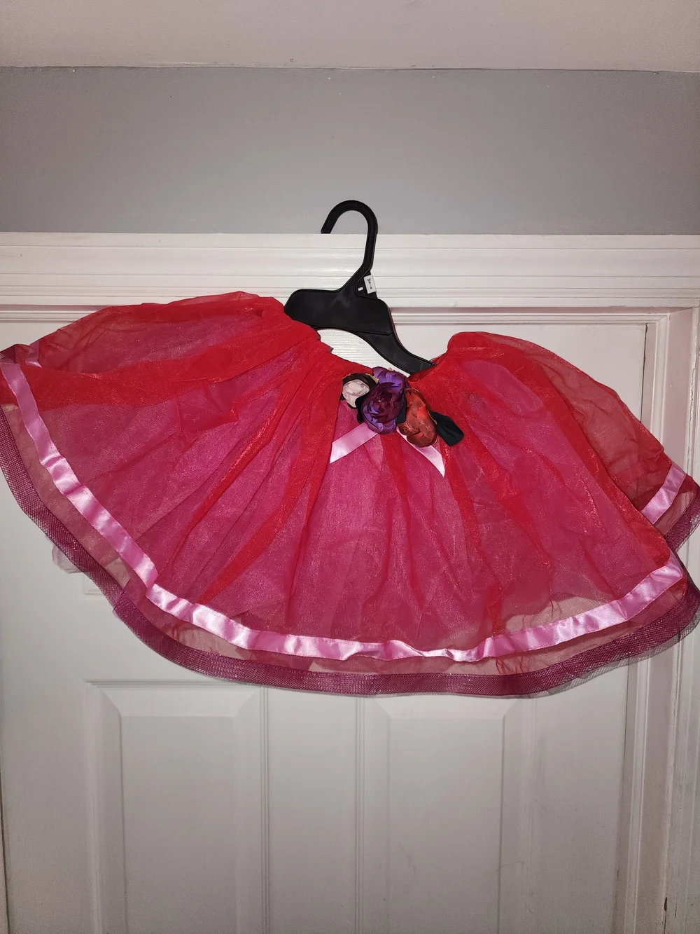 Red Tulle Tutu Skirt with Satin Trim
